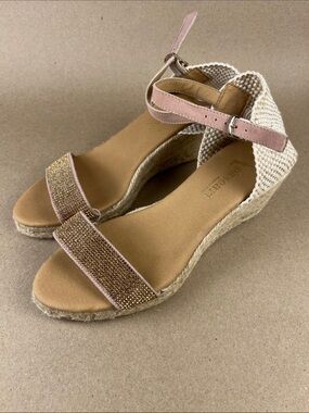 NWOT Paseart Women's Pink Espadrille Wedge Sandals with Ankle Strap 8.5